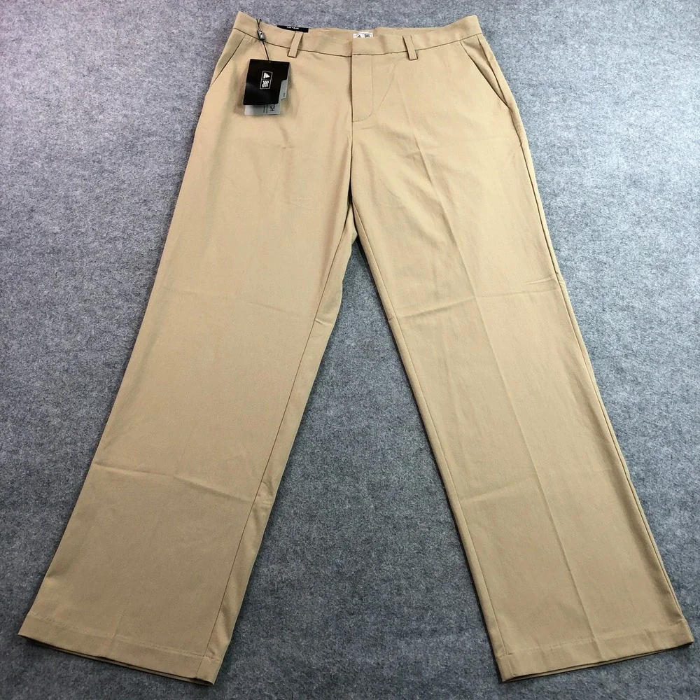 Adidas Mens Golf Pants 34x32 Tan Textured Straight Stretch Herringbone NWT
